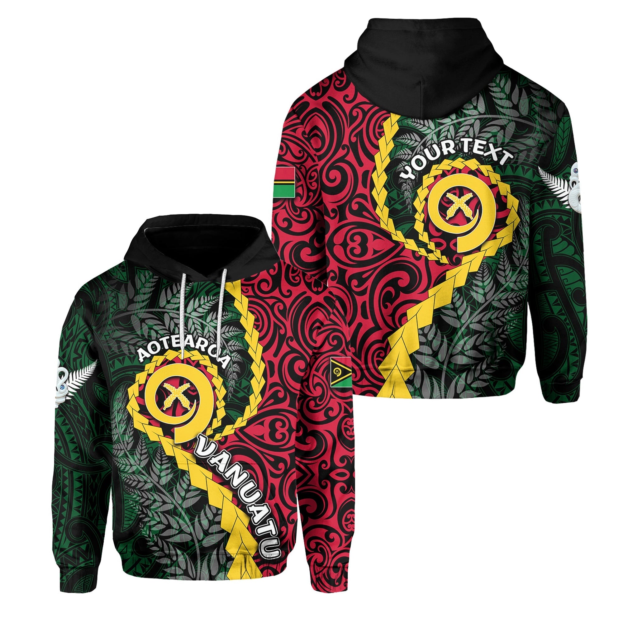 Custom Vanuatu All Over Hoodie Mix Maori Silver Fern LT6 - Wonder Print Shop