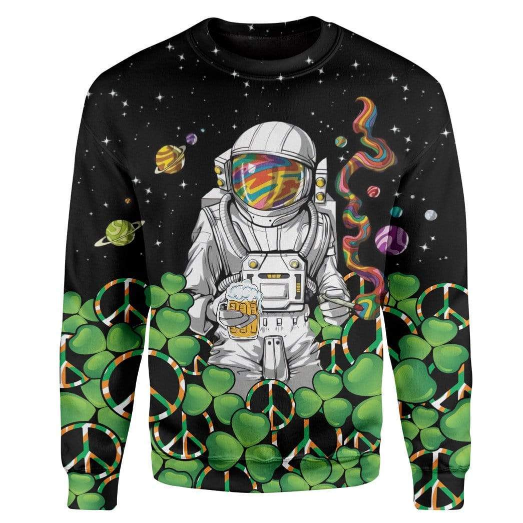 St Patrick's Day Hippie Astronaut Sweatshirt LT8 - Wonder Print Shop