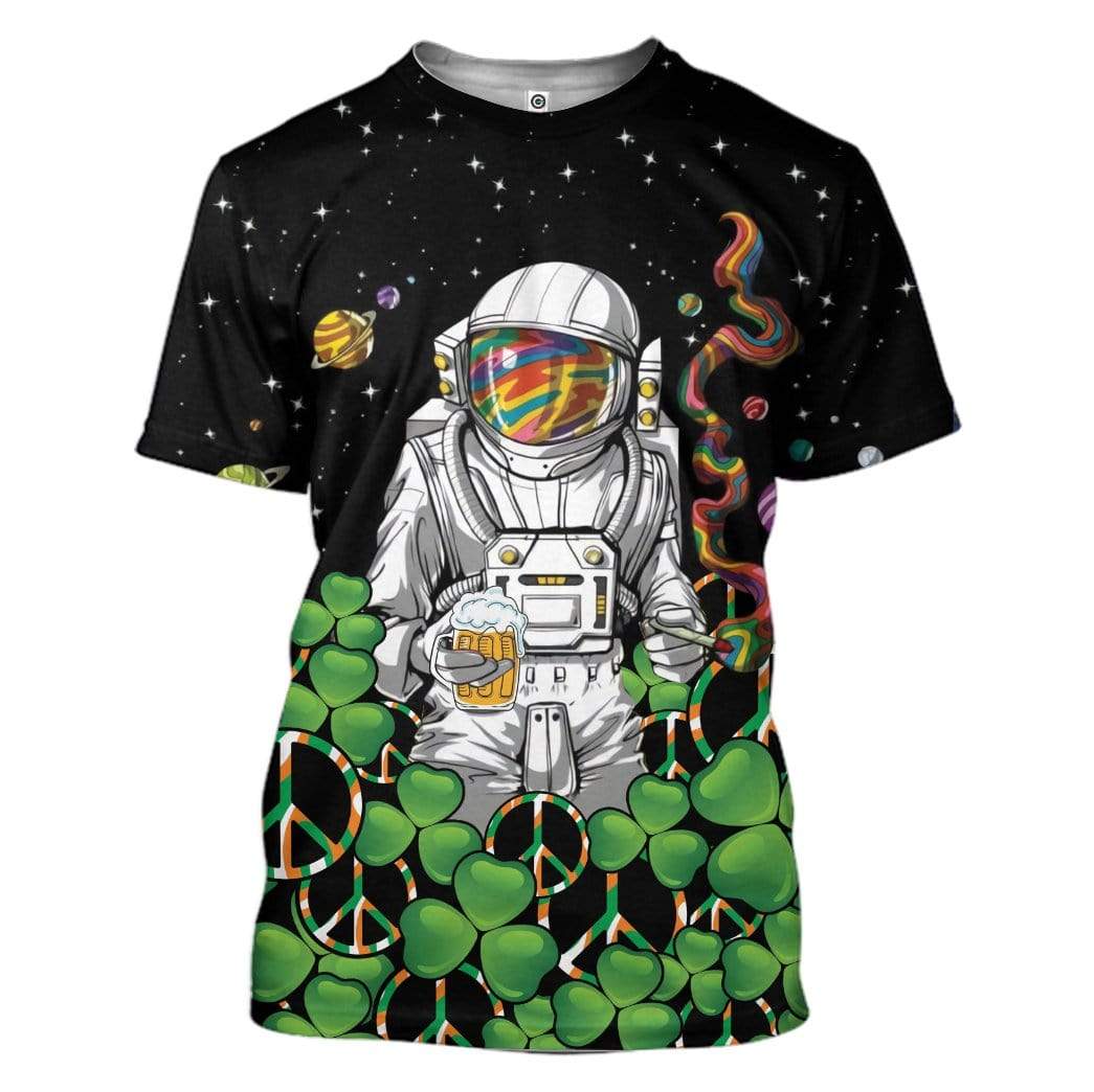 St Patrick's Day Hippie Astronaut T Shirt LT8 - Wonder Print Shop