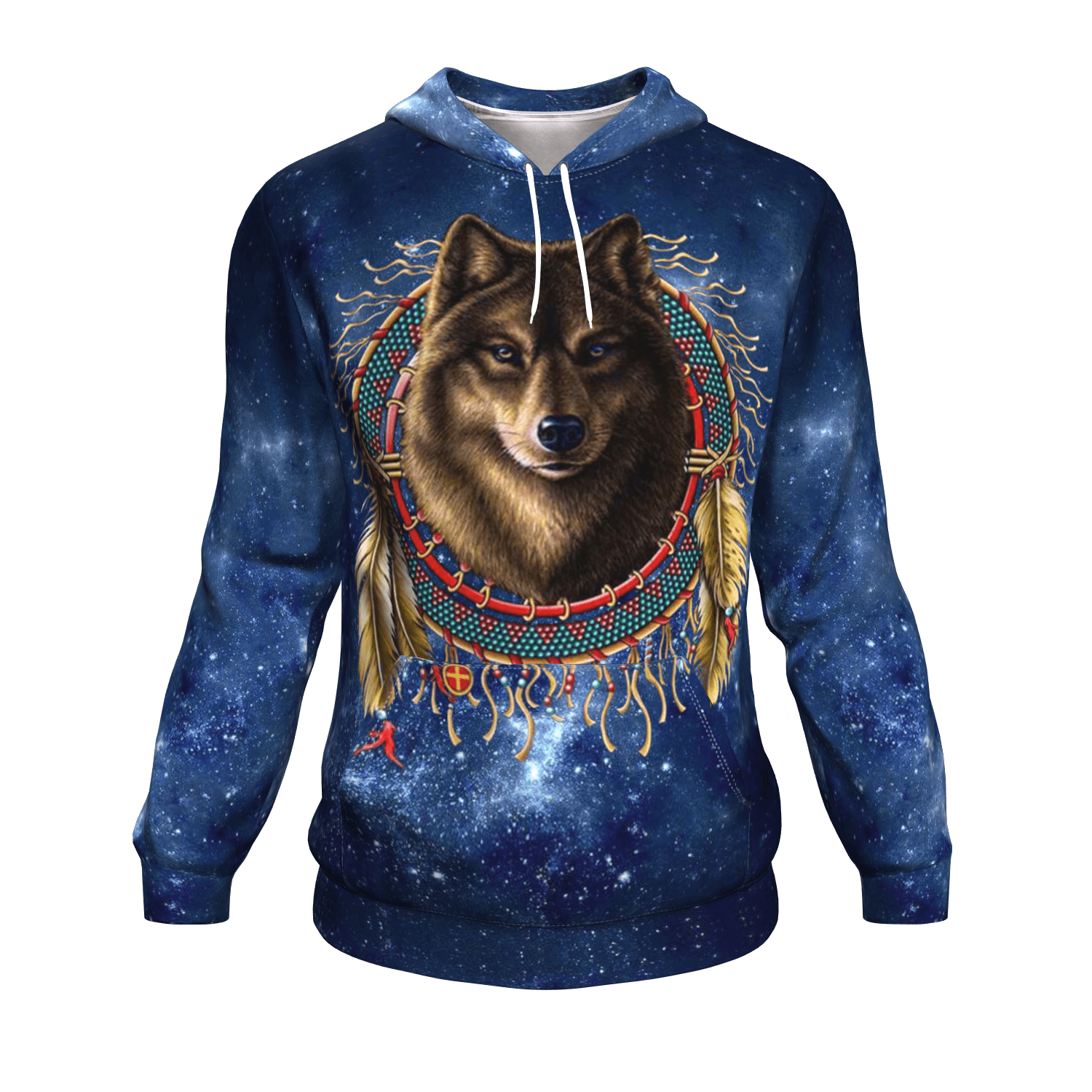 Native American Wolf Dreamcatcher Galaxy 3D Pullover Hoodie LT10 - Wonder Print Shop