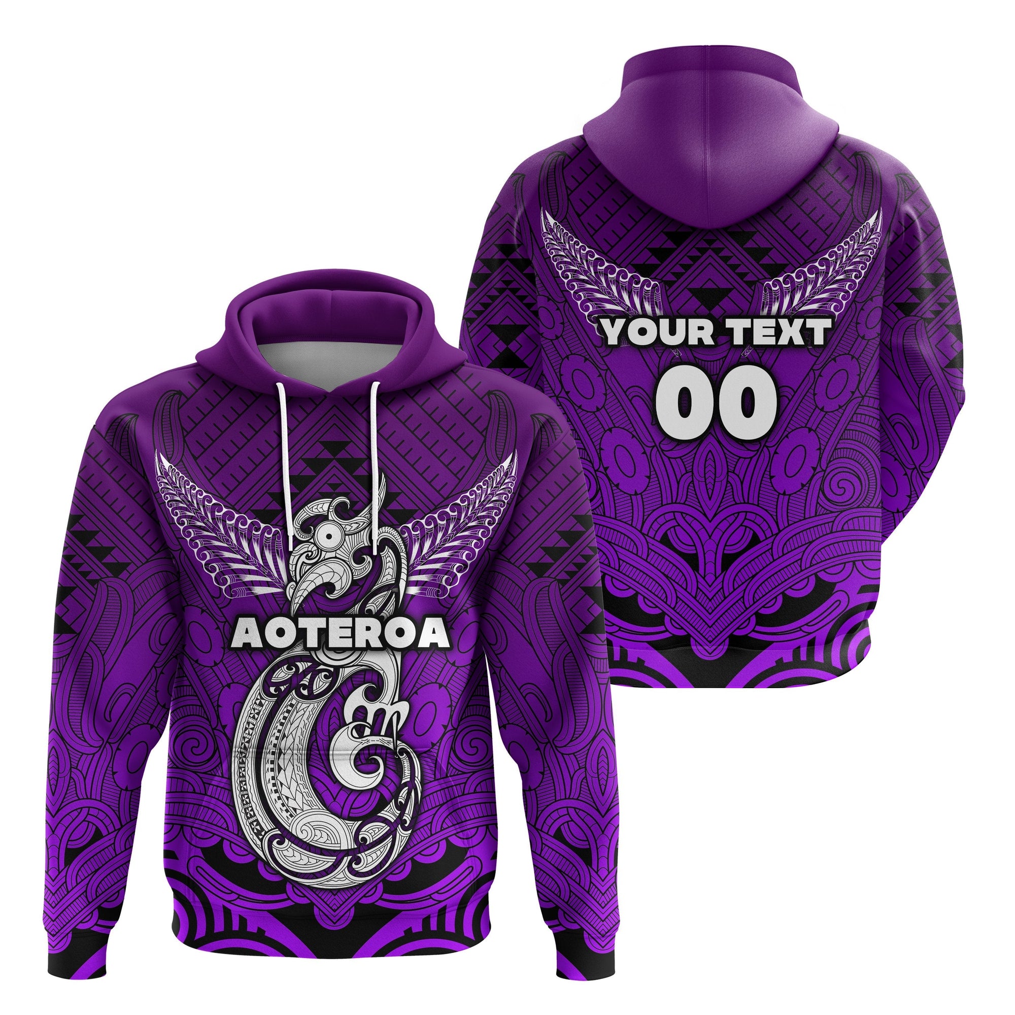 Custom Maori Aotearoa Manania Hoodie Simple Sport Style Purple LT16 - Wonder Print Shop