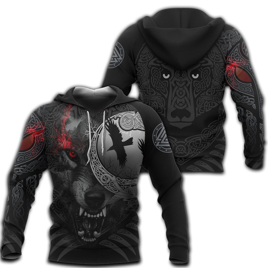 Viking Hoodie Angry Moon Wolf RLT12 - Wonder Print Shop