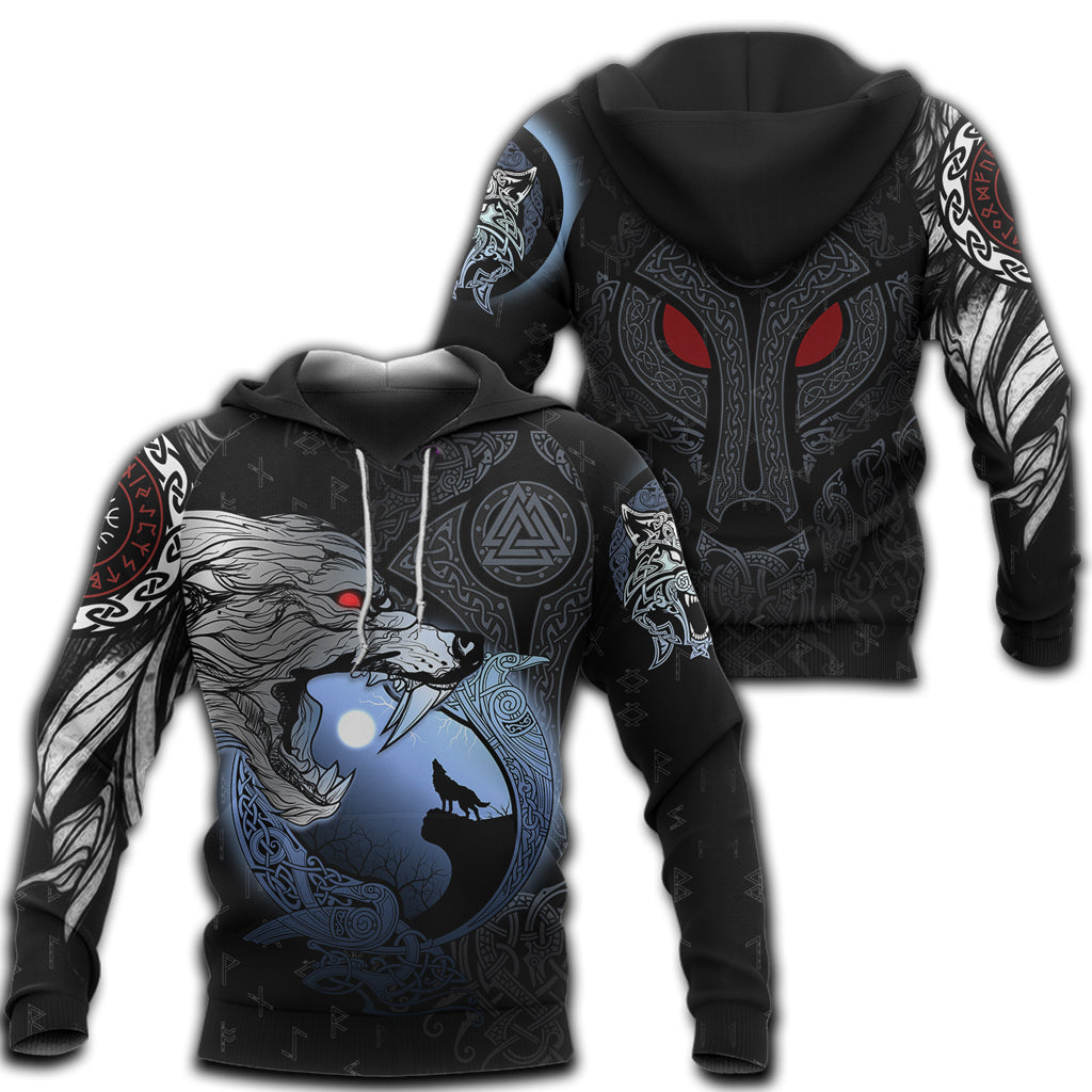 Viking Hoodie Fenrir and Moon RLT12 - Wonder Print Shop