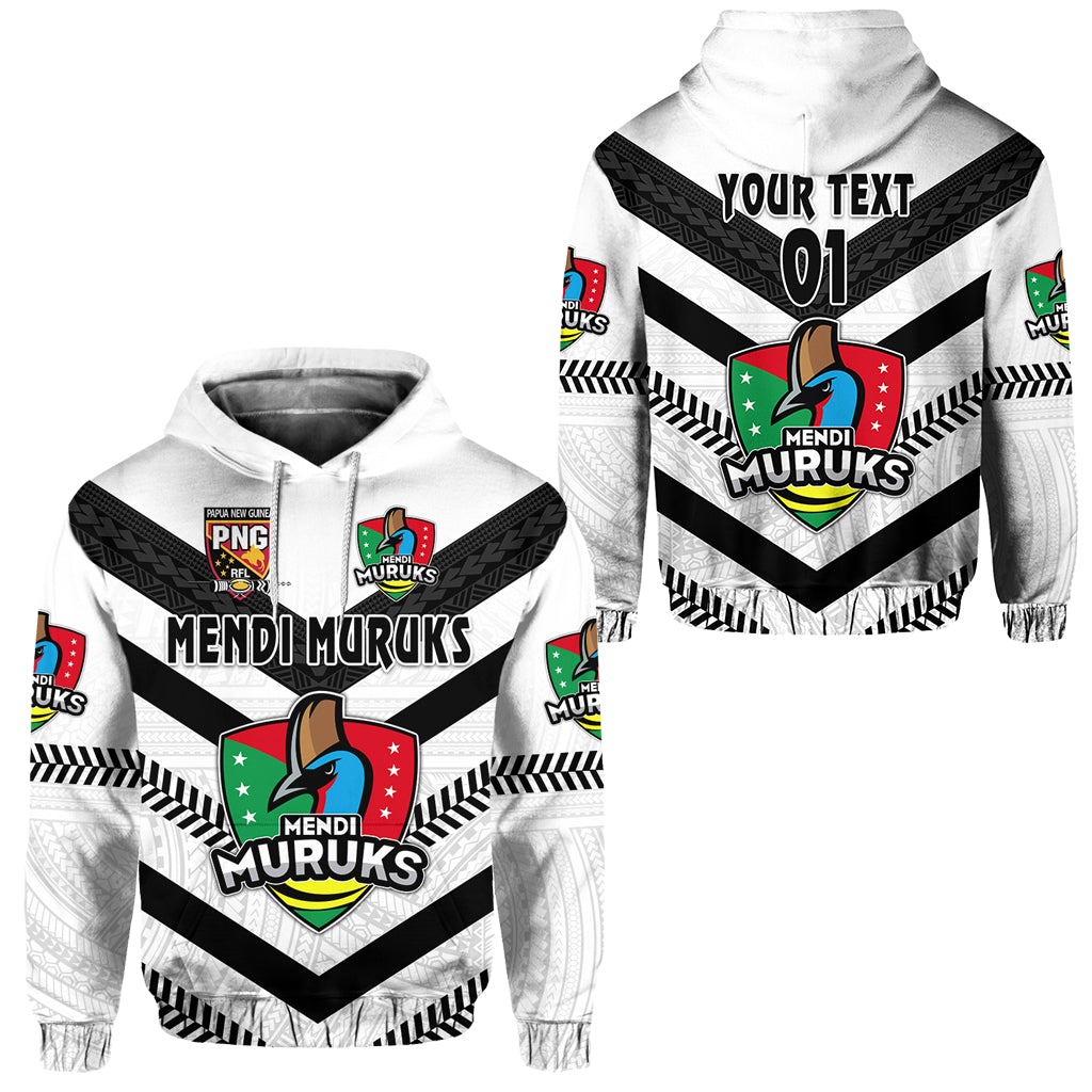 Custom Papua New Guinea PRK Mendi Muruks Hoodie Rugby Polynesian White, Custom Text And Number LT8 - Wonder Print Shop