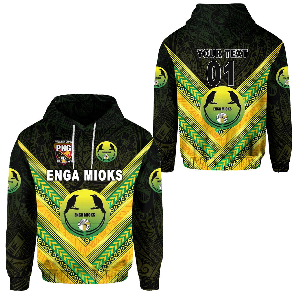 Custom Papua New Guinea Enga Mioks Hoodie Rugby Original Style Black, Custom Text And Number LT8 - Wonder Print Shop