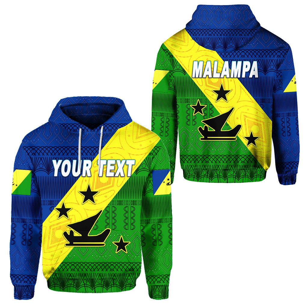 Blue hoodie: “YOUR TEXT” graphic, hood, front pocket