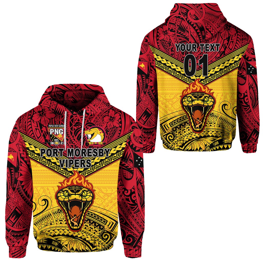 Custom Papua New Guinea Port Moresby Vipers Hoodie Rugby Original Style Red, Custom Text And Number LT8 - Wonder Print Shop