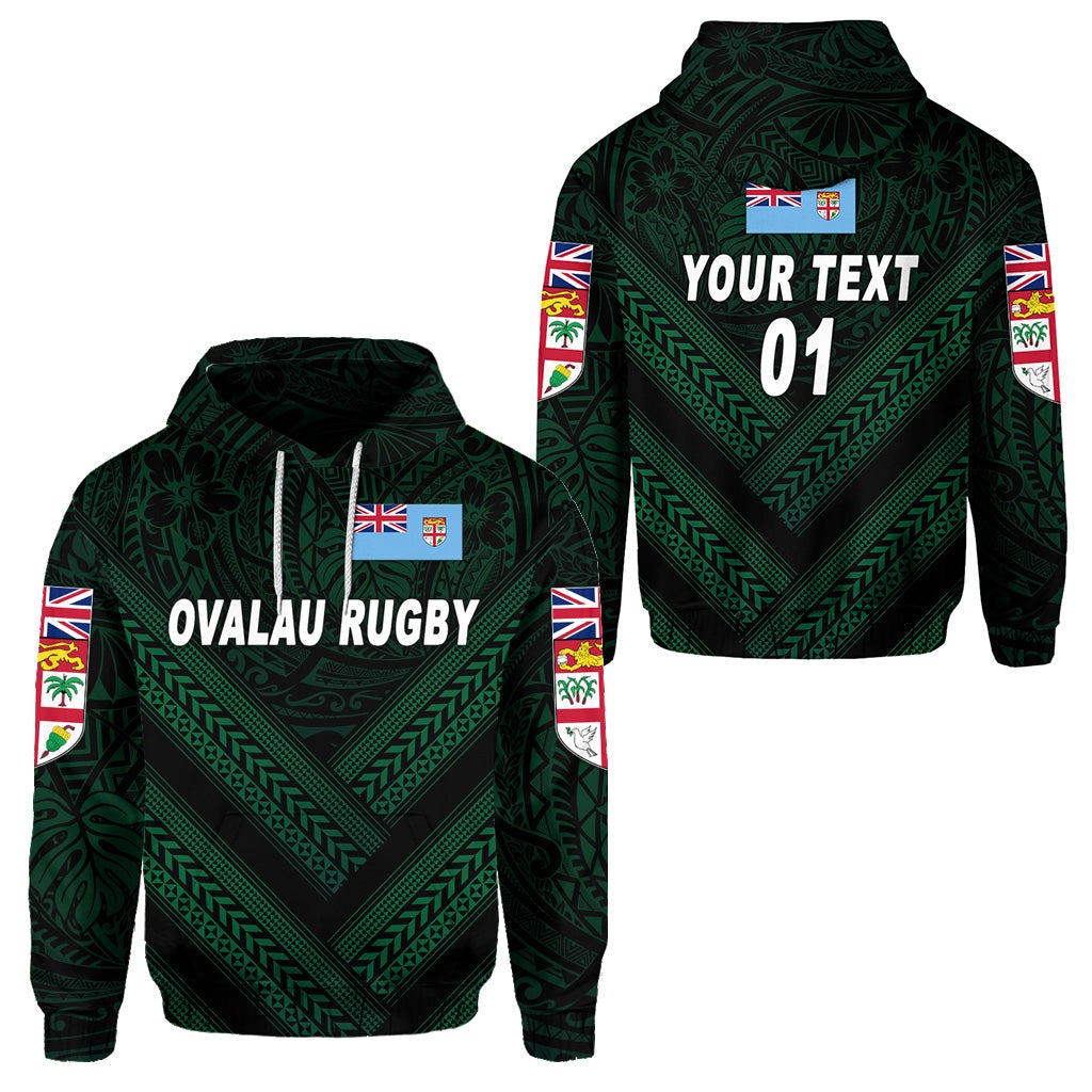 Custom Fiji Ovalau Rugby Hoodie Dark Green Style, Custom Text And Number LT8 - Wonder Print Shop