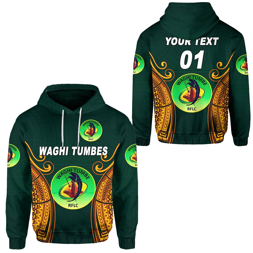 Custom Papua New Guinea Waghi Tumbes Hoodie Rugby Green, Custom Text And Number LT8 - Wonder Print Shop