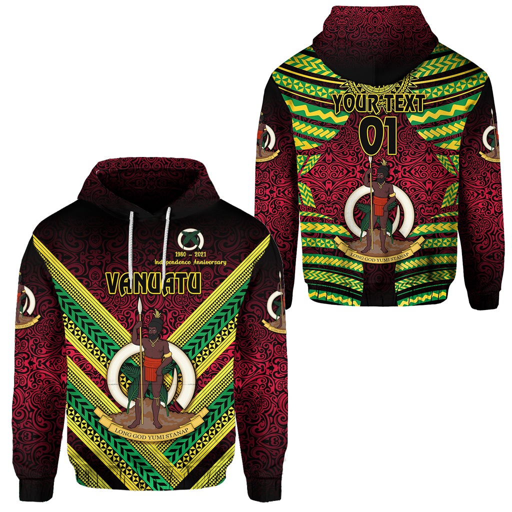 Custom Vanuatu Special Independence Anniversary Hoodie Creative Style Gradient Red, Custom Text And Number LT8 - Wonder Print Shop