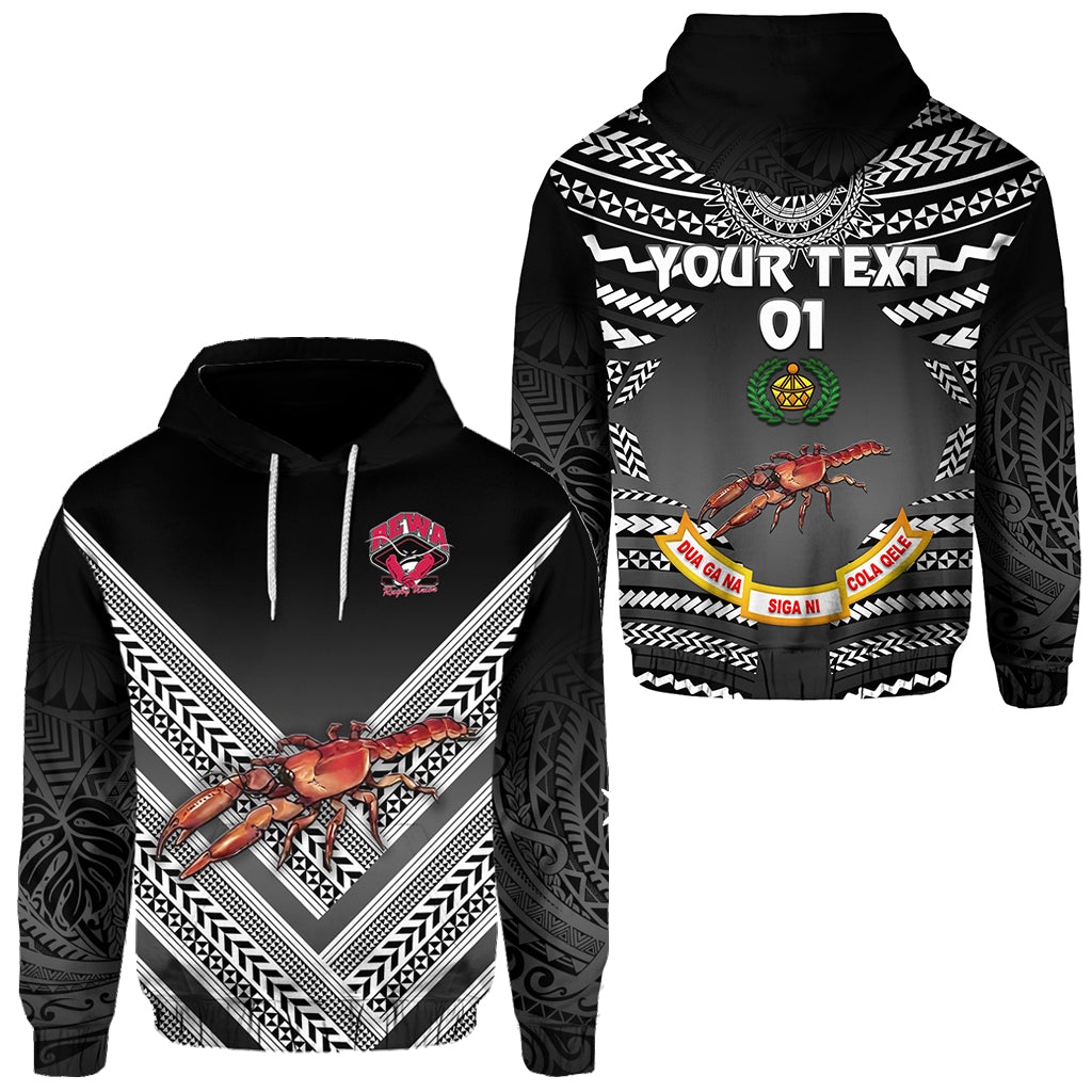 Custom Fiji Rewa Hoodie Rugby Union Creative Style Black NO.1, Custom Text And Number LT8 - Wonder Print Shop