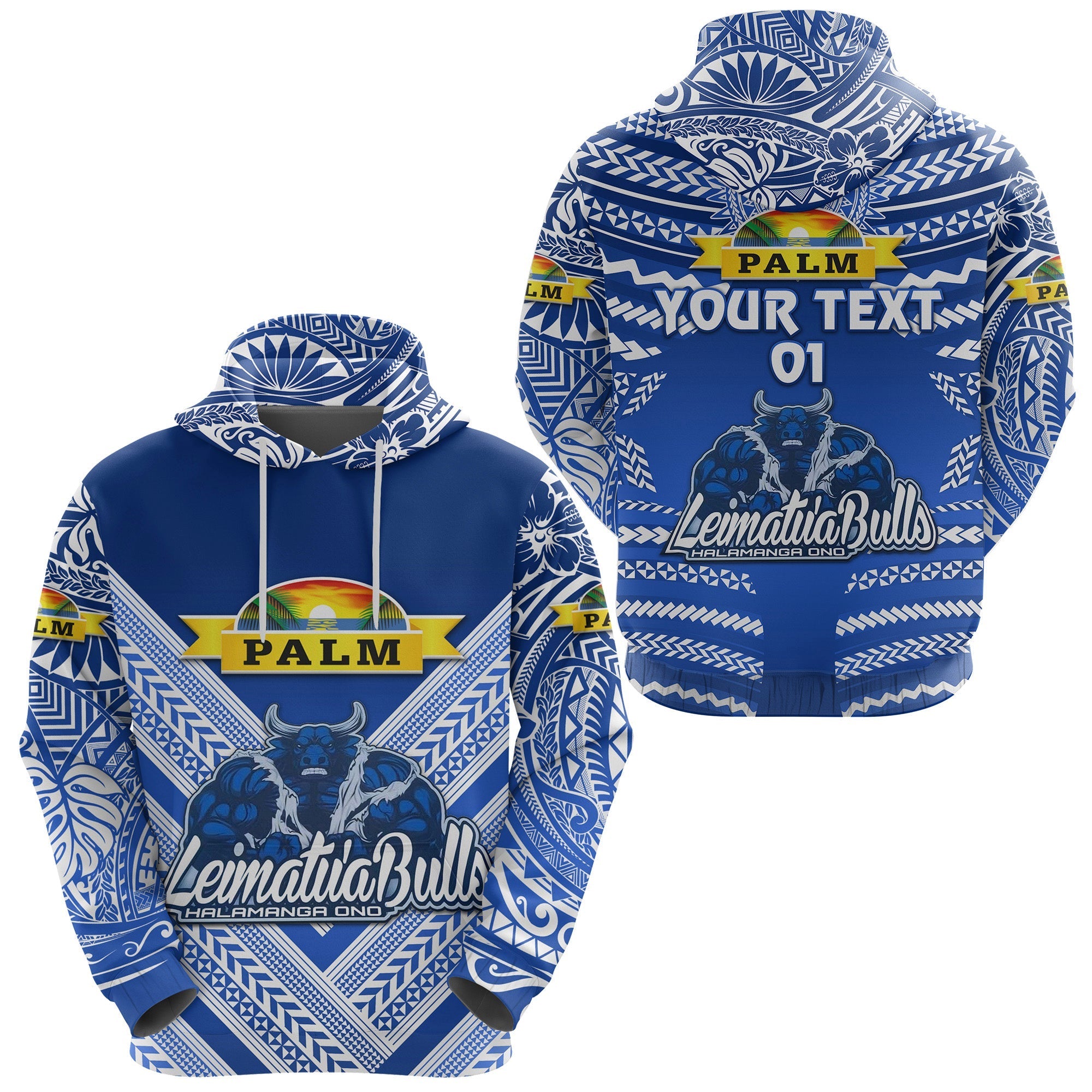 Custom Mate Maa Tonga Hoodie Leimatua Bulls Creative Style Blue, Custom Text And Number LT8 - Wonder Print Shop