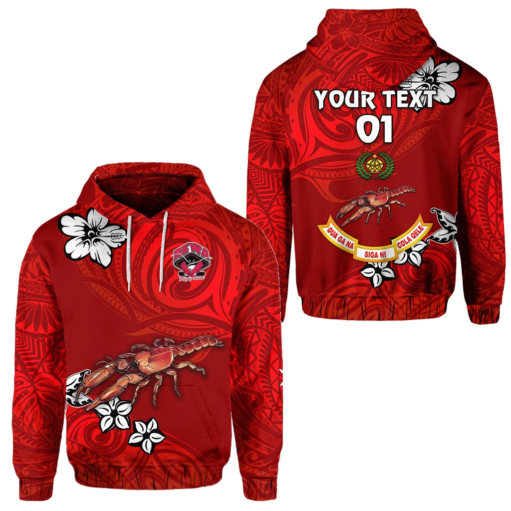 Custom Fiji Rewa Hoodie Rugby Union Unique Vibes Full Red, Custom Text And Number LT8 - Wonder Print Shop