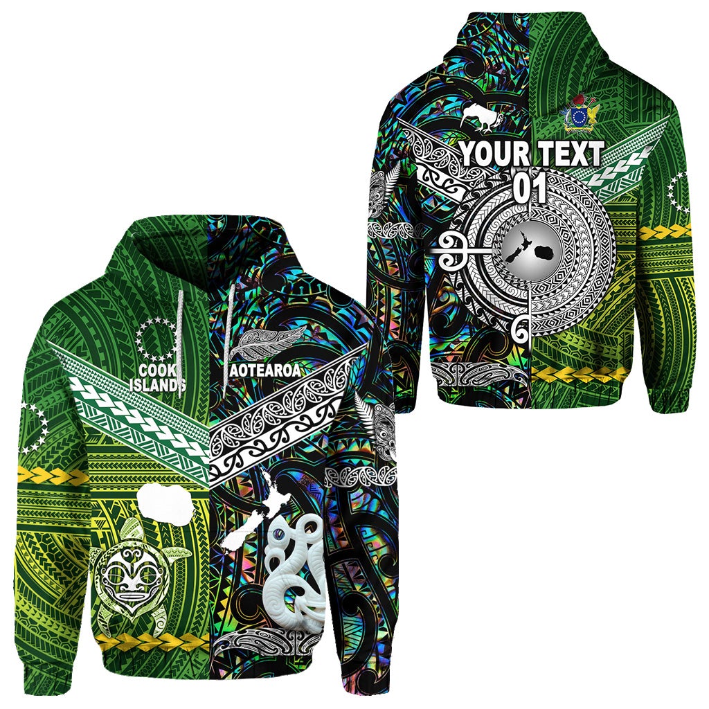 Custom New Zealand Cook Islands Hoodie Together Paua Shell, Custom Text And Number LT8 - Wonder Print Shop