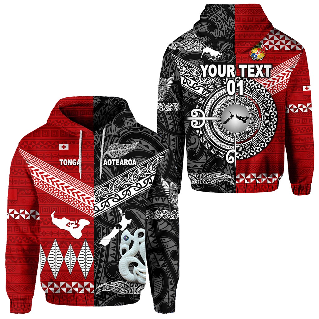 Custom New Zealand Tonga Hoodie Together Black, Custom Text And Number LT8 - Wonder Print Shop