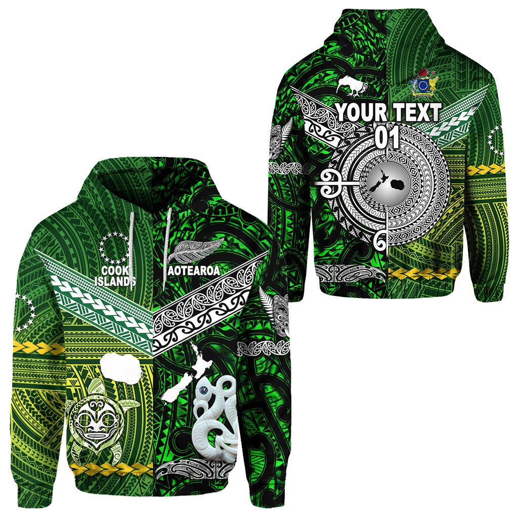 Custom New Zealand Cook Islands Hoodie Together Green, Custom Text And Number LT8 - Wonder Print Shop