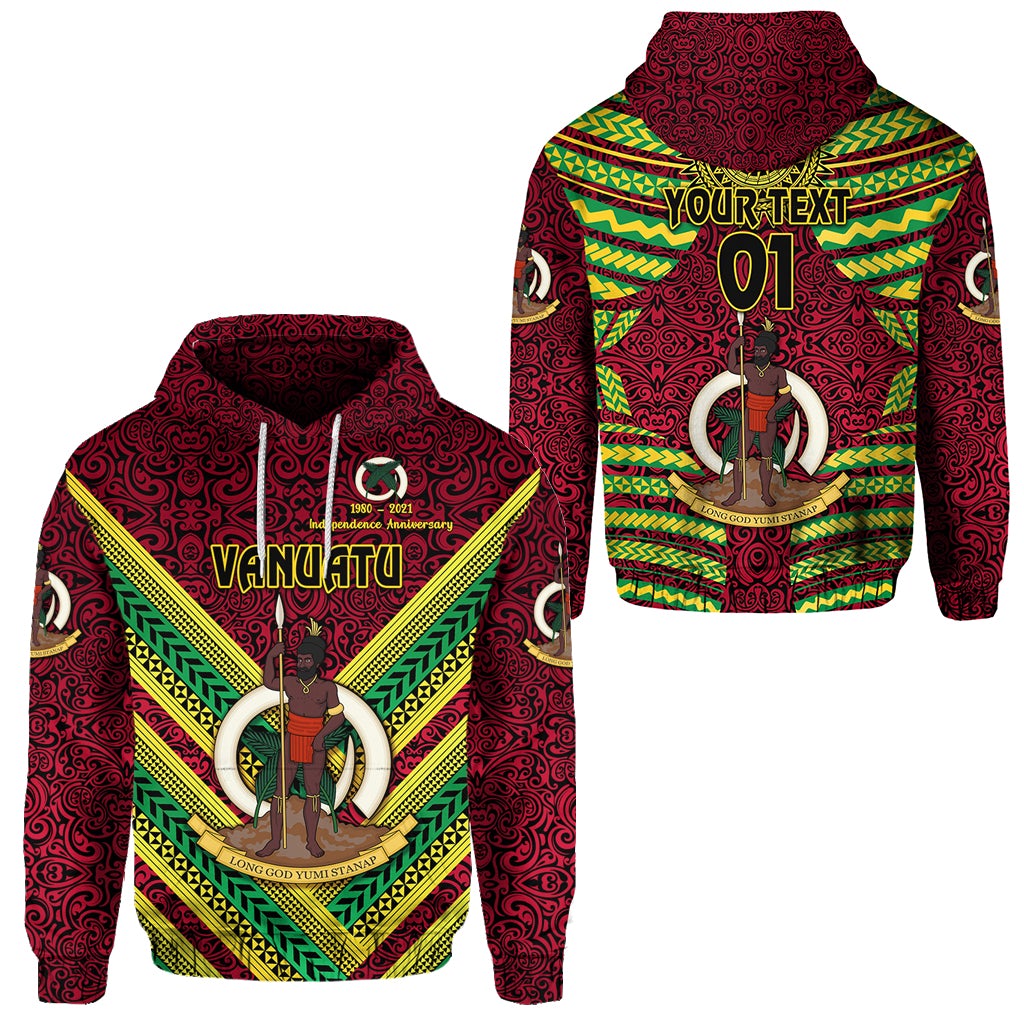 Custom Vanuatu Special Independence Anniversary Hoodie Creative Style Red, Custom Text And Number LT8 - Wonder Print Shop