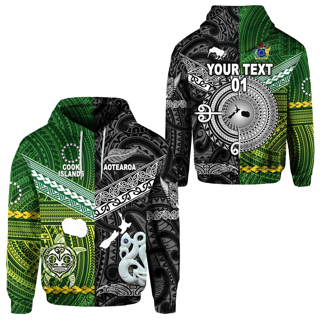 Custom New Zealand Cook Islands Hoodie Together Black, Custom Text And Number LT8 - Wonder Print Shop