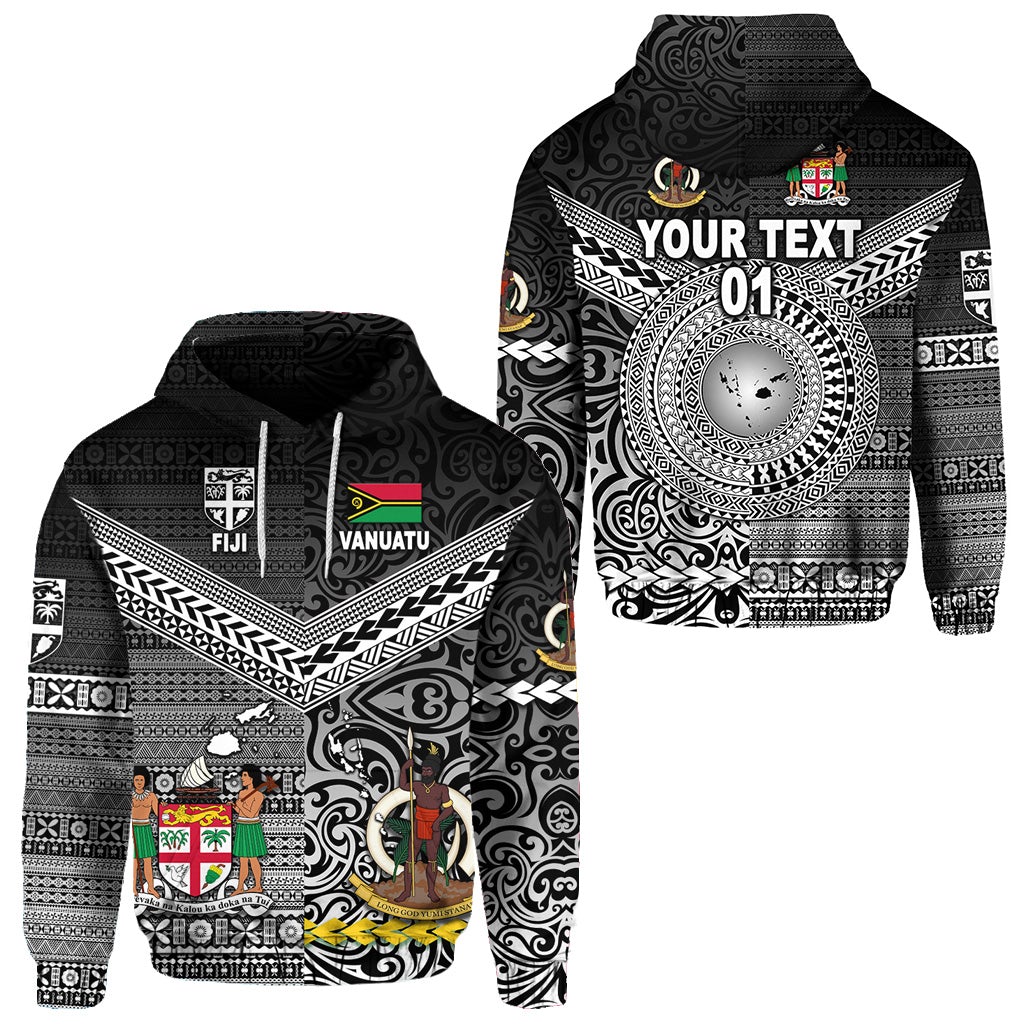 Custom Vanuatu And Fiji Hoodie Together Black, Custom Text And Number LT8 - Wonder Print Shop