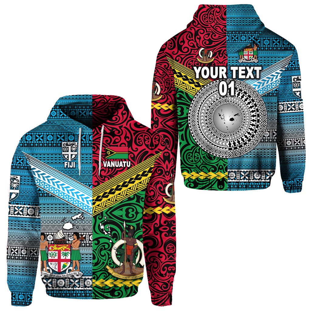 Custom Vanuatu And Fiji Hoodie Together Bright Color, Custom Text And Number LT8 - Wonder Print Shop