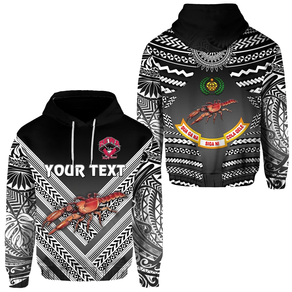 Custom Fiji Rewa Hoodie Rugby Union Creative Style Black LT8 - Wonder Print Shop