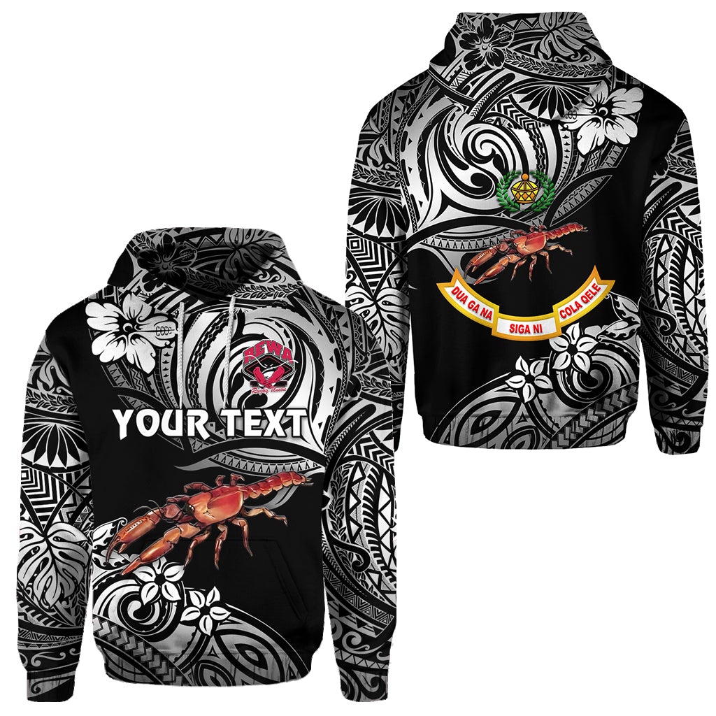 Custom Fiji Rewa Hoodie Rugby Union Unique Vibes Black LT8 - Wonder Print Shop