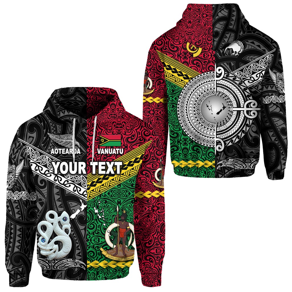 Custom Vanuatu And New Zealand Hoodie Together Black LT8 - Wonder Print Shop