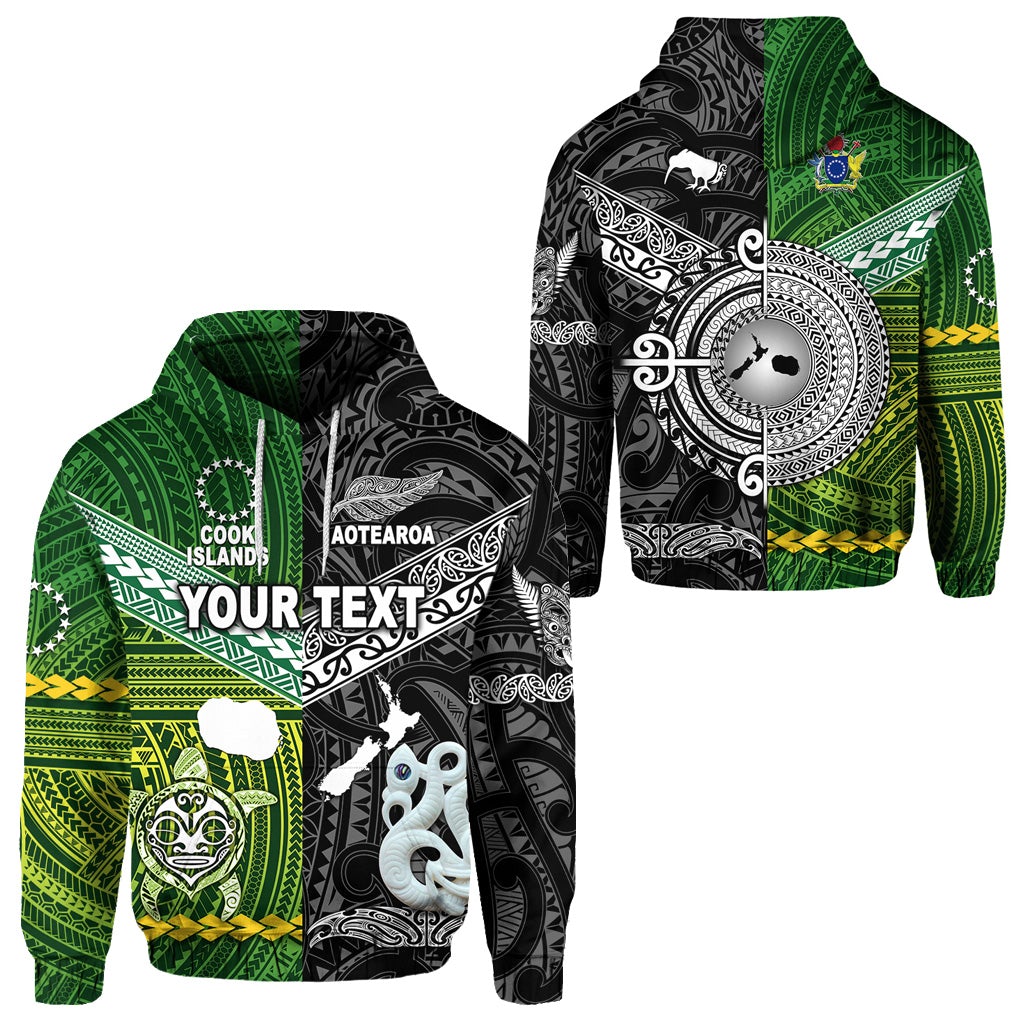 Custom New Zealand Cook Islands Hoodie Together Black LT8 - Wonder Print Shop