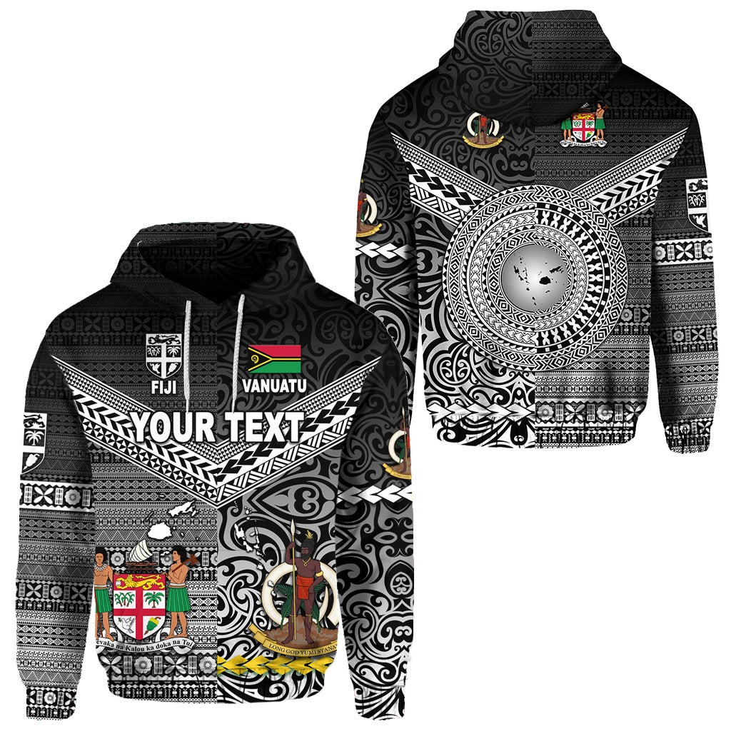 Custom Vanuatu And Fiji Hoodie Together Black LT8 - Wonder Print Shop