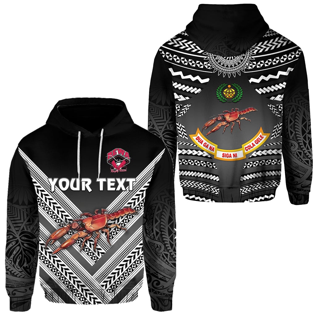 Custom Fiji Rewa Hoodie Rugby Union Creative Style Black NO.1 LT8 - Wonder Print Shop