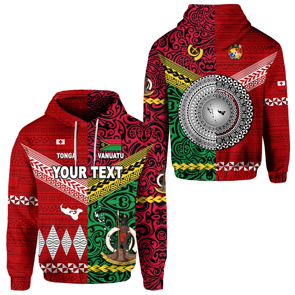 Custom Vanuatu And Tonga Hoodie Polynesian Together Bright Red LT8 - Wonder Print Shop