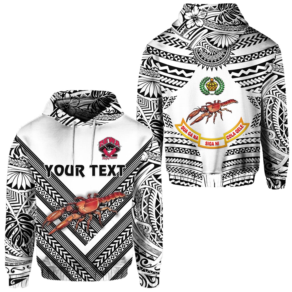 Custom Fiji Rewa Hoodie Rugby Union Creative Style White LT8 - Wonder Print Shop