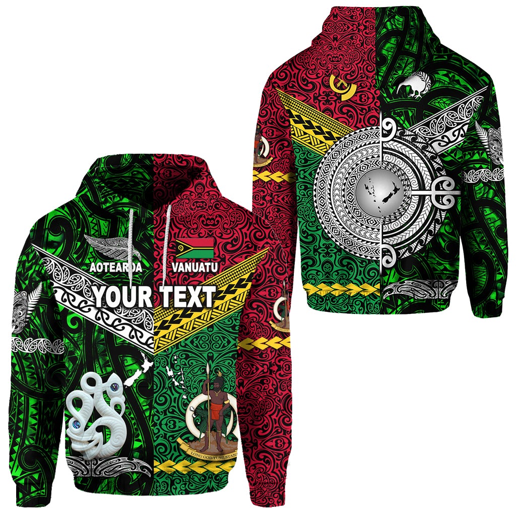 Custom Vanuatu And New Zealand Hoodie Together Green LT8 - Wonder Print Shop