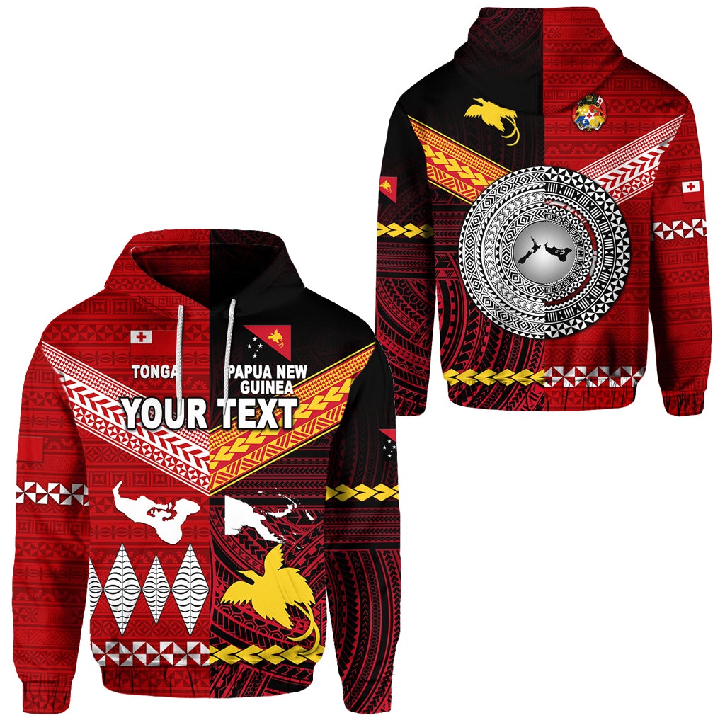 Custom Papua New Guinea And Tonga Hoodie Polynesian Together Red LT8 - Wonder Print Shop