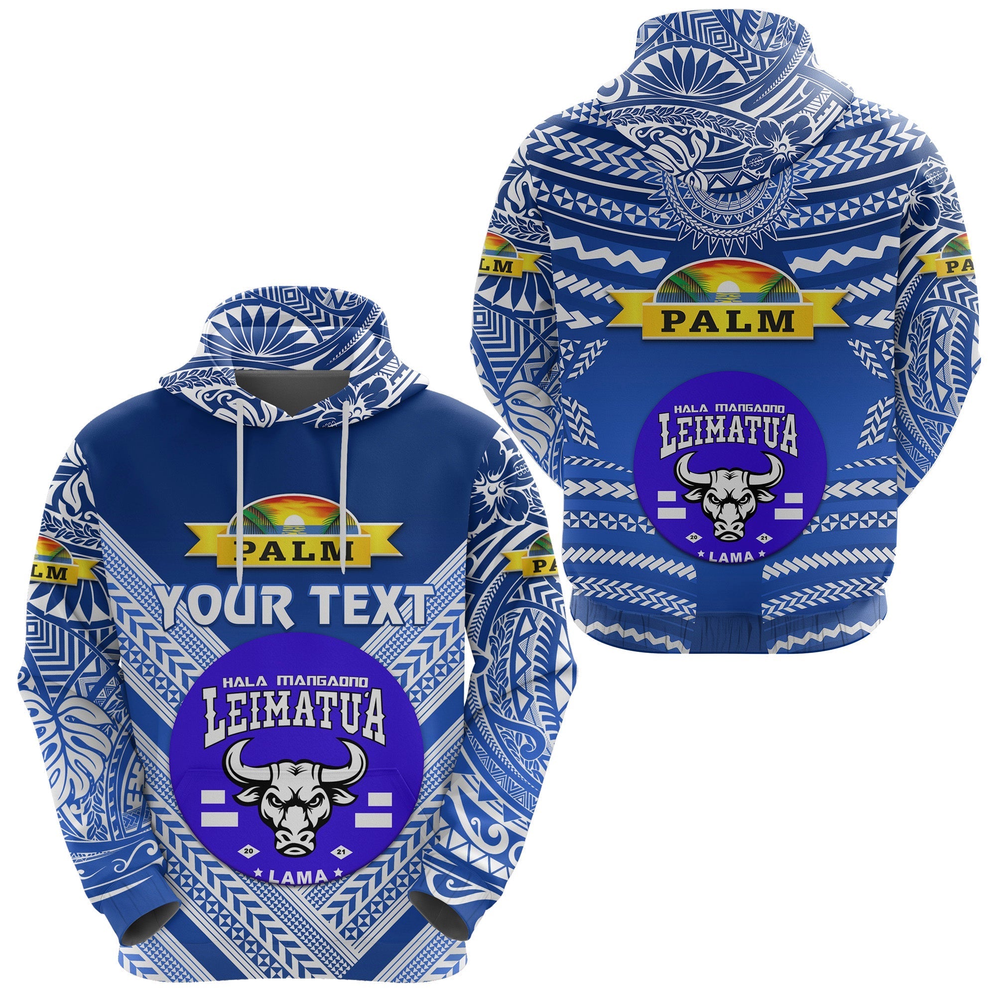 Custom Mate Maa Tonga Hoodie Leimatua Bulls Creative Style Blue NO.1 LT8 - Wonder Print Shop