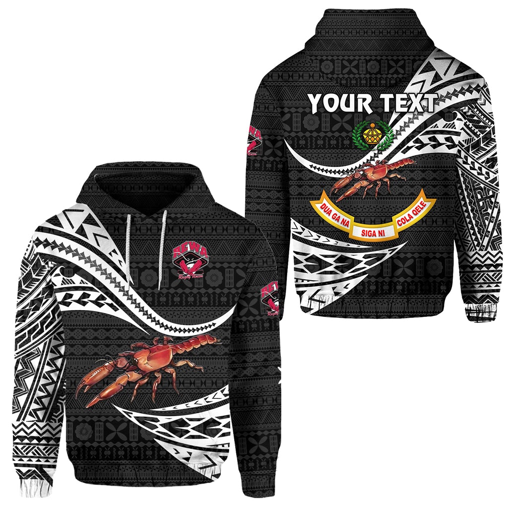 Custom Fiji Rewa Hoodie Rugby Union Unique Version Black LT8 - Wonder Print Shop