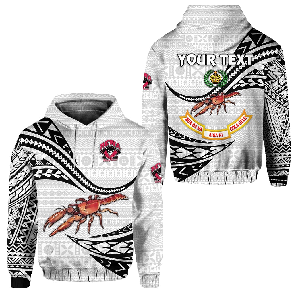 Custom Fiji Rewa Hoodie Rugby Union Unique Version White LT8 - Wonder Print Shop