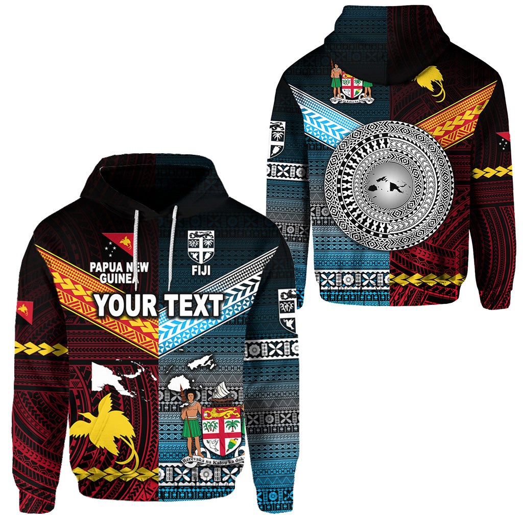 Custom Papua New Guinea Polynesian And Fiji Tapa Hoodie Together Blue LT8 - Wonder Print Shop