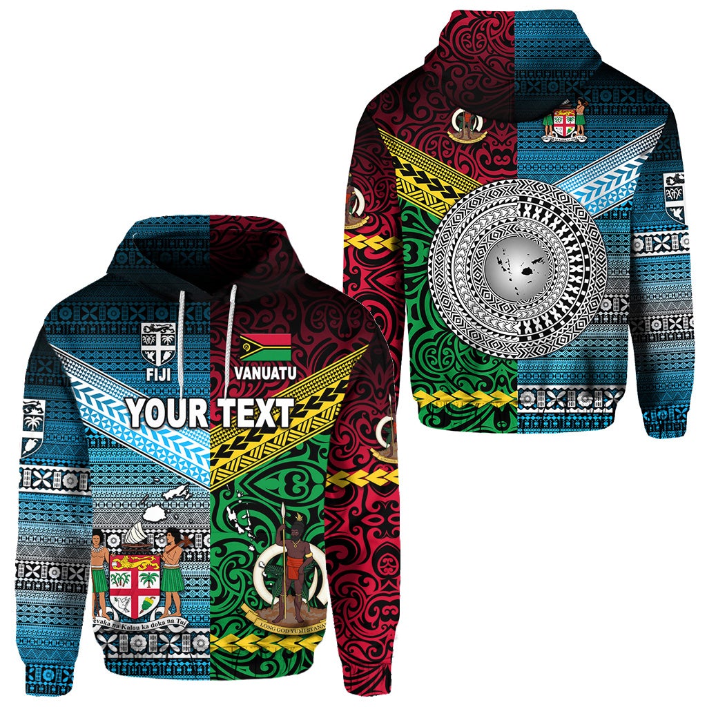 Custom Vanuatu And Fiji Hoodie Together Blue LT8 - Wonder Print Shop