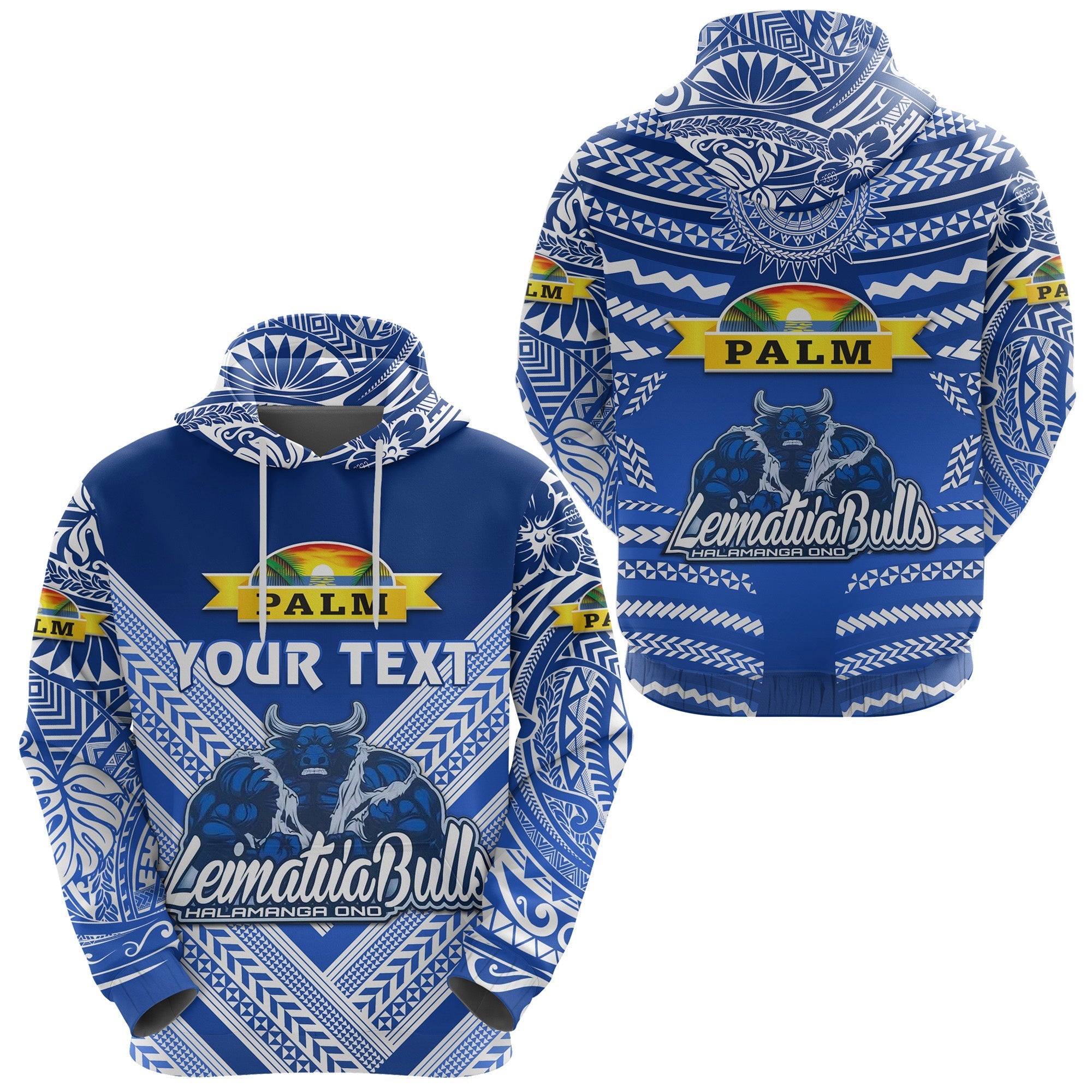 Custom Mate Maa Tonga Hoodie Leimatua Bulls Creative Style Blue LT8 - Wonder Print Shop