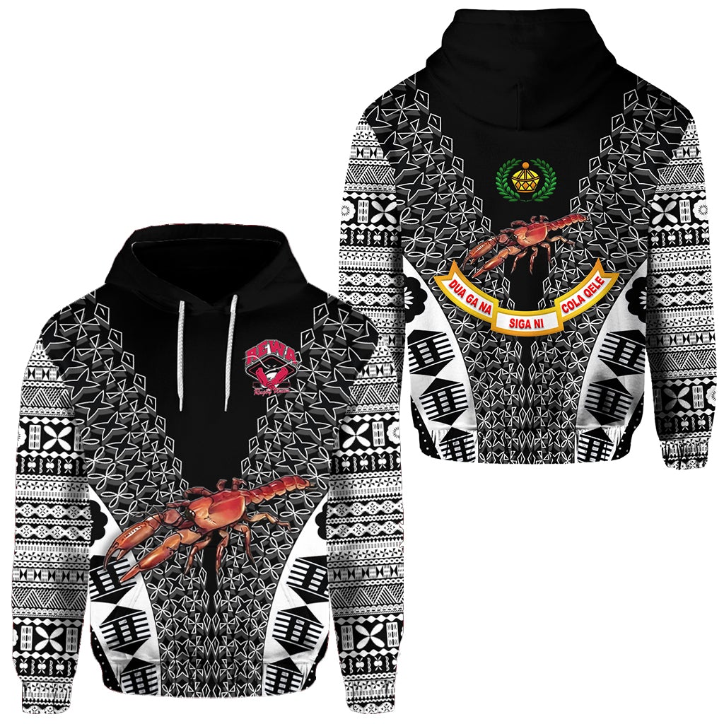 Fiji Rewa Hoodie Rugby Union Tapa Style Black LT8 - Wonder Print Shop