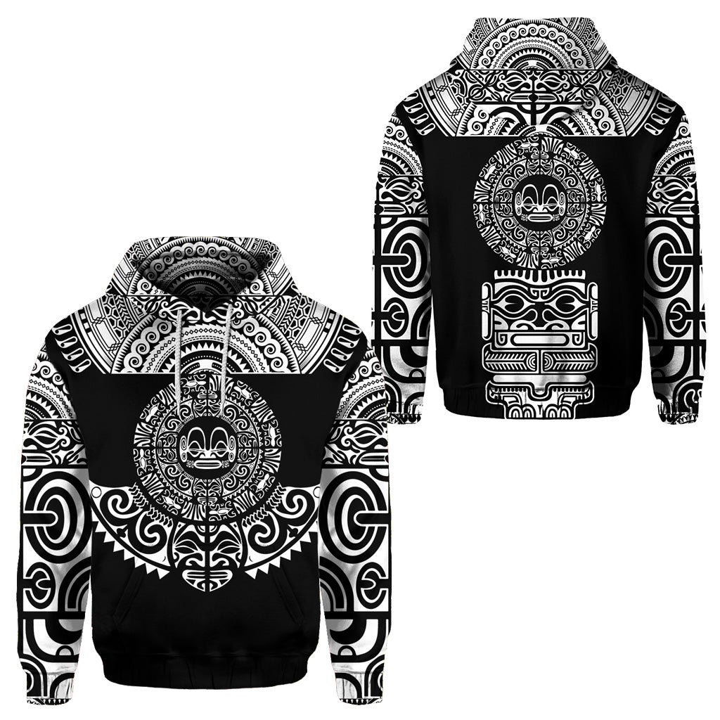 Custom Marquesas Islands Zip Hoodie Marquesan Tattoo Simplified Version Black LT8 - Wonder Print Shop