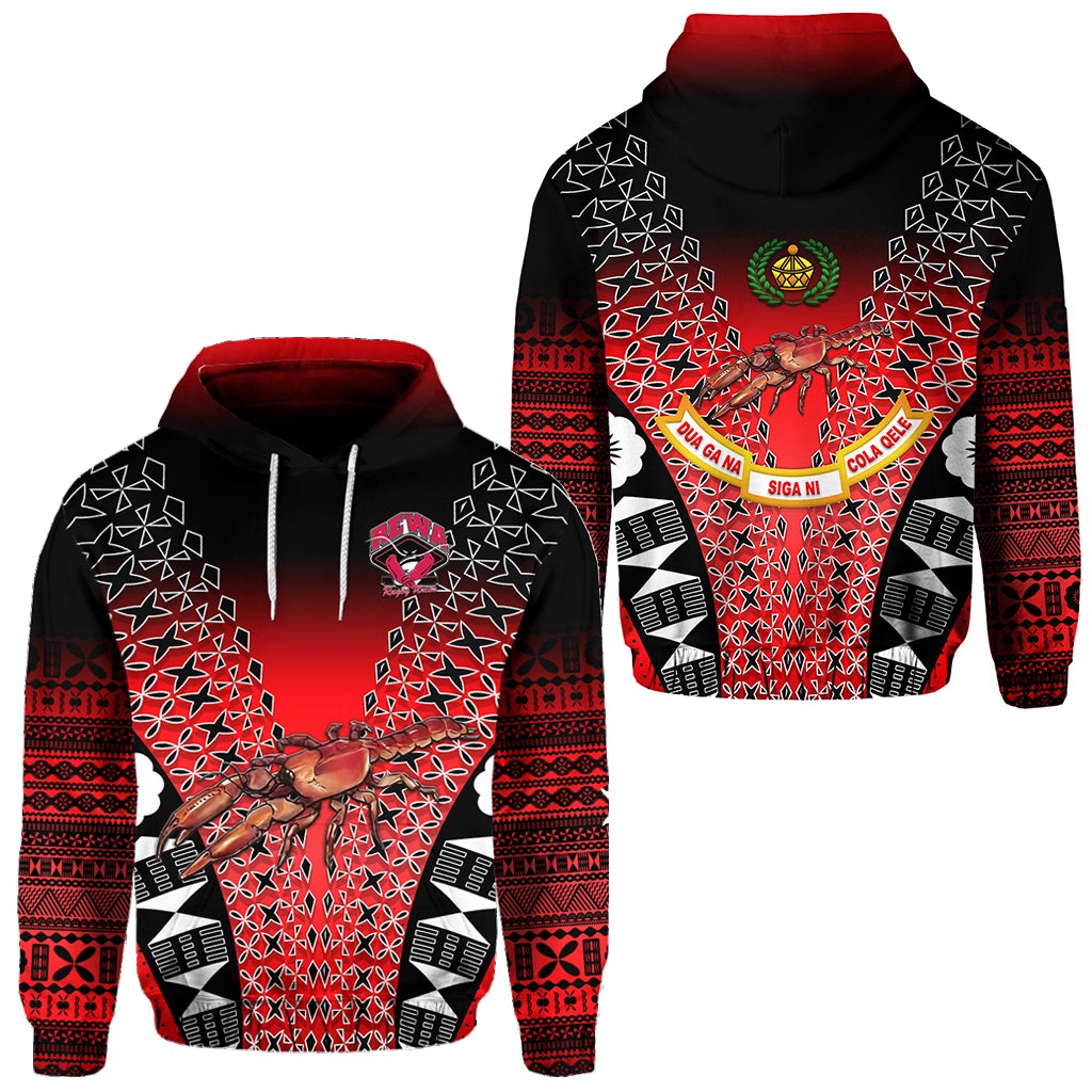 Fiji Rewa Hoodie Rugby Union Tapa Style Red LT8 - Wonder Print Shop