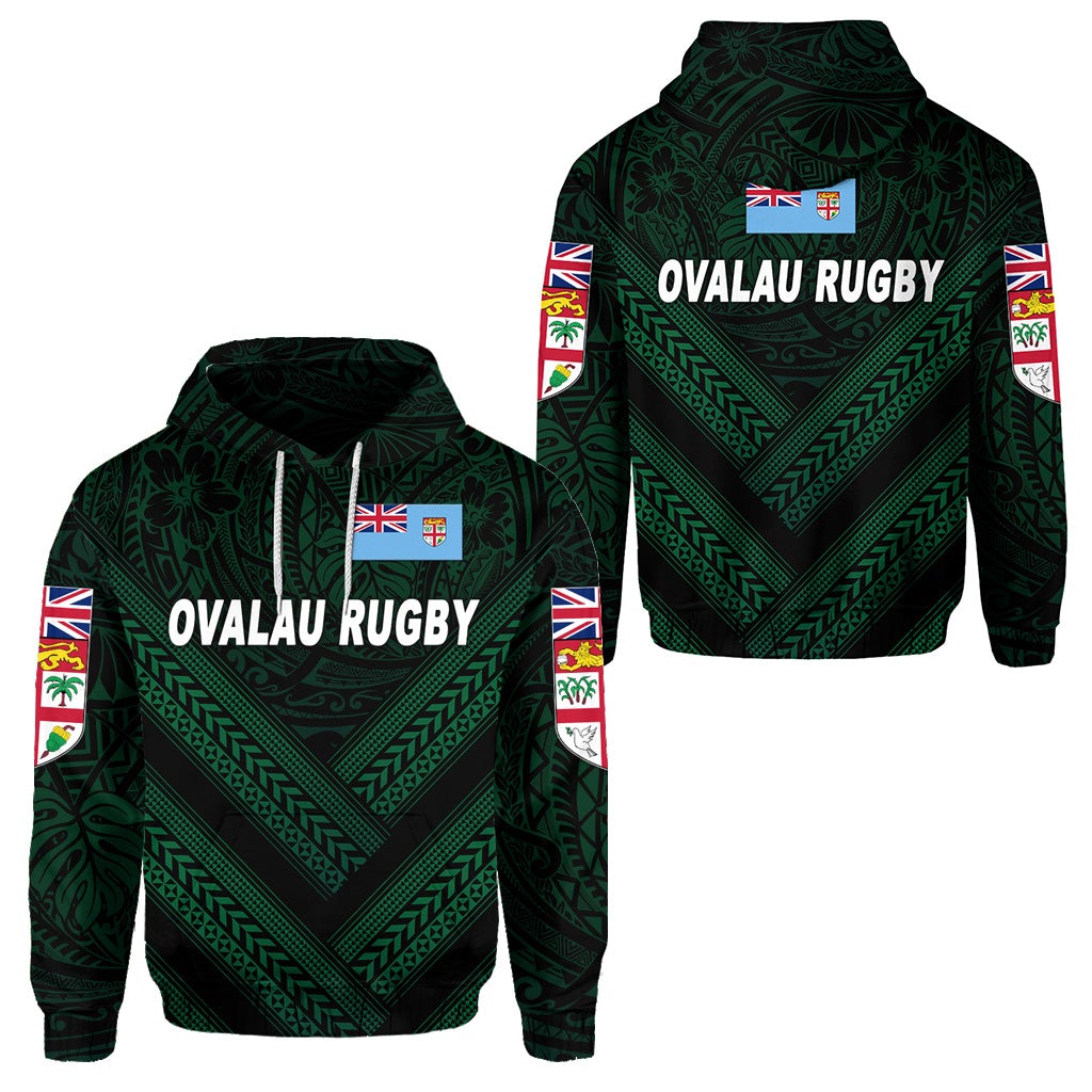 Fiji Ovalau Rugby Hoodie Dark Green Style LT8 - Wonder Print Shop