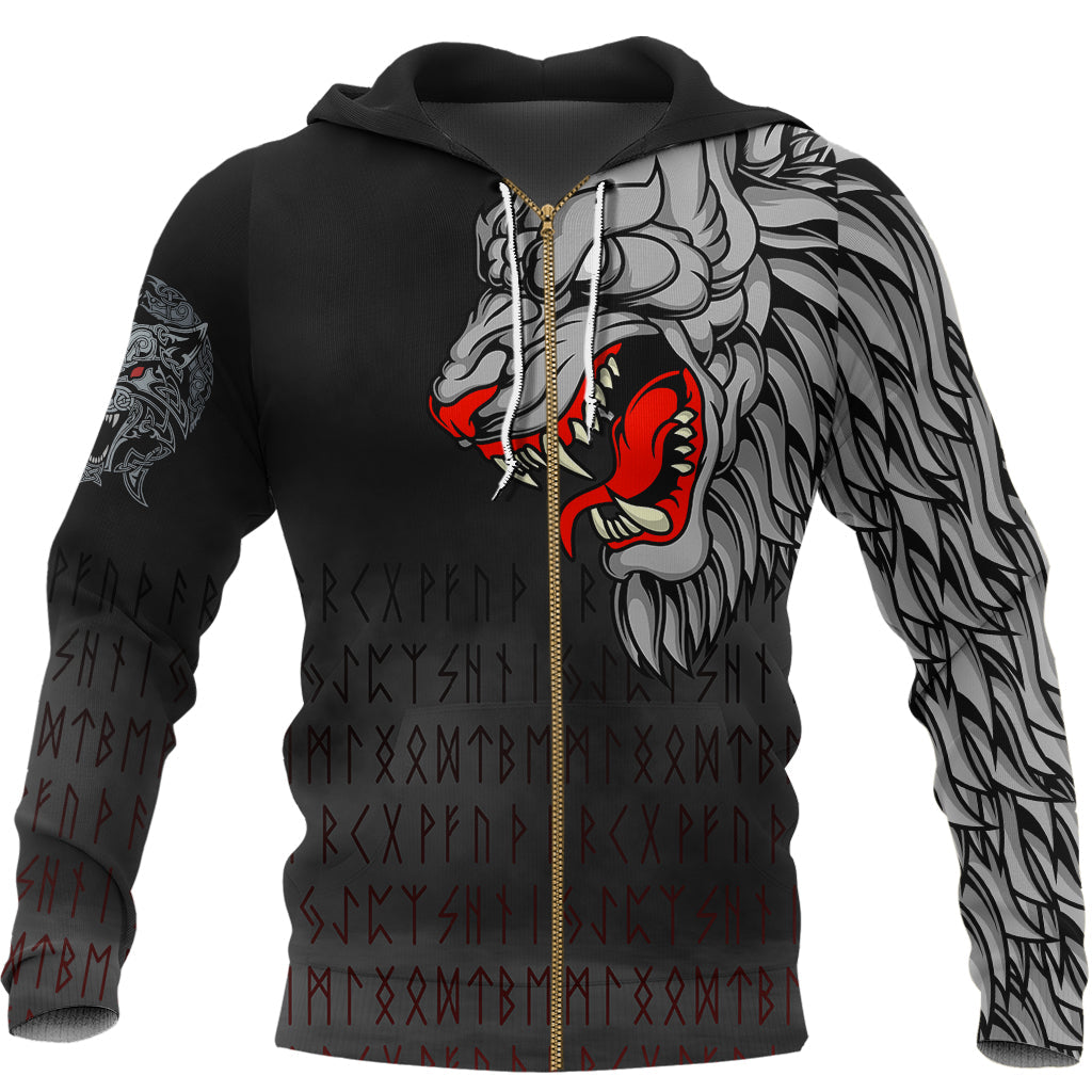 Viking Zip Hoodie - Killer Wolf Tattoo RLT12 - Wonder Print Shop