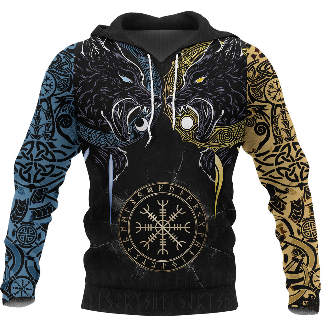 Viking Hoodie Hati and Skoll Tattoo RLT12 - Wonder Print Shop