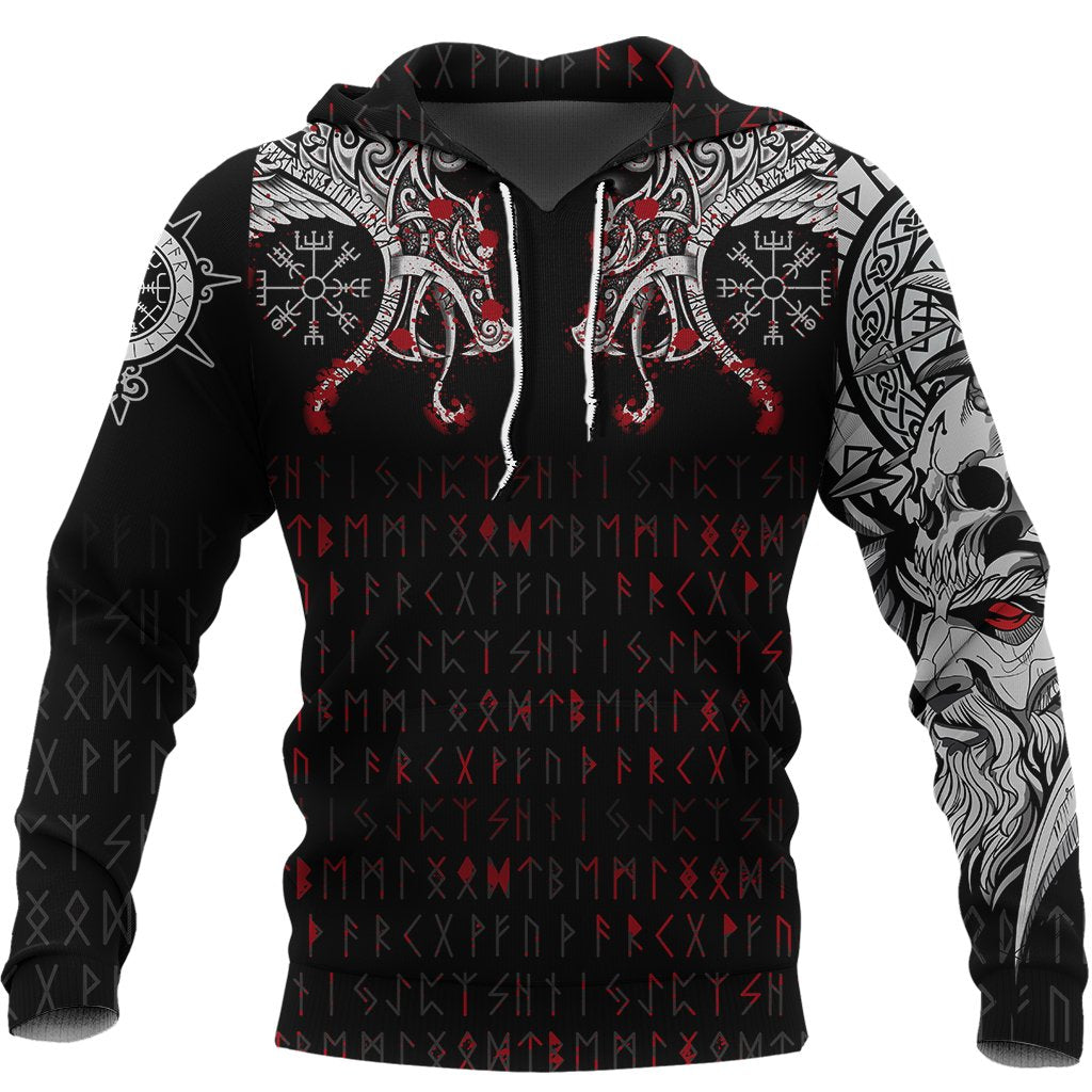 Viking Hoodie Double Dragon Tattoo and Vegvisir Blood RLT12 - Wonder Print Shop