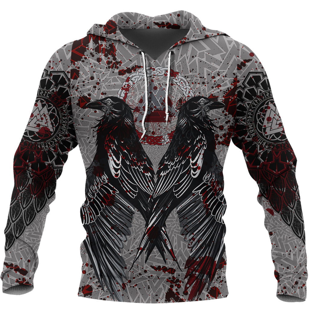 Viking Raven With Valknut Hoodie Style Blood RLT12 - Wonder Print Shop