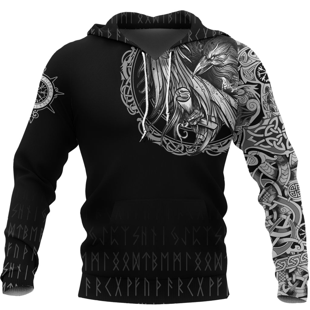 Viking Hoodie Norse Raven Tattoo RLT12 - Wonder Print Shop