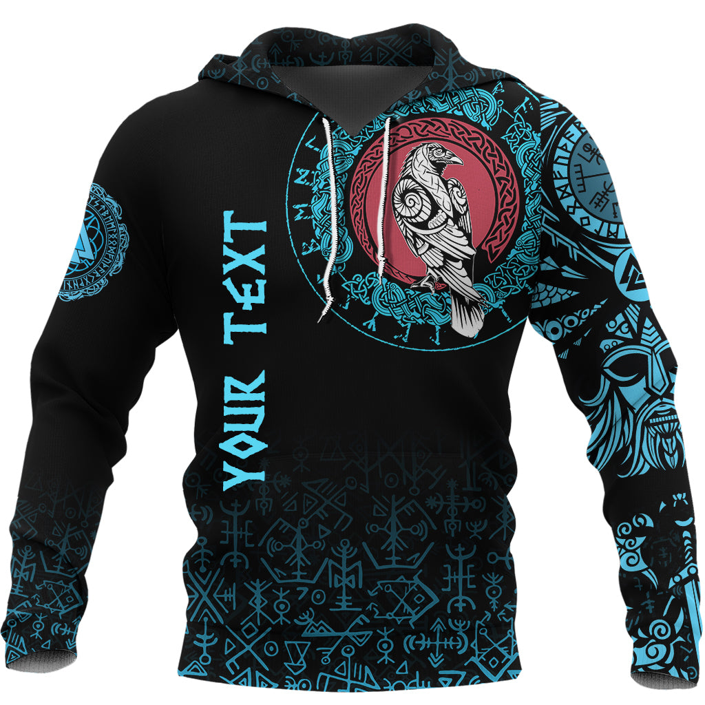 Custom Viking Hoodie Raven Celtic Cyan Tattoo RLT12 - Wonder Print Shop